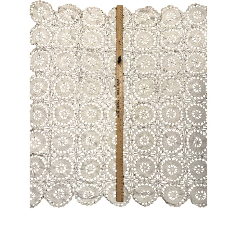 Unbranded Crochet Tablecloth Square Cream Vintage Scalloped Lace Doily